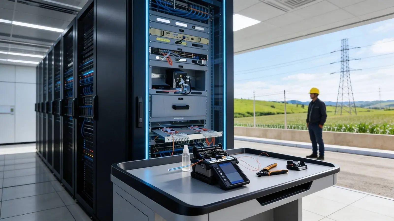 Máquina de fusão de fibra óptica de precisão da Moreira Brito Telecom